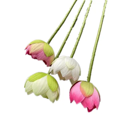 Artificial Lotus Flower Stem - Faux Water Lily Blossom Branch for Decor