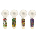 5in, Hippiesglass, Bongo de vidro borossilicato com adesivos de monstros de desenho animado, tubo de vidro, tubo de jade branco, acessórios para fumantes