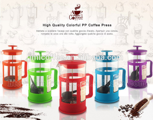 economic hot sale colorful plastic espresso maker plastic glass coffee press with filter