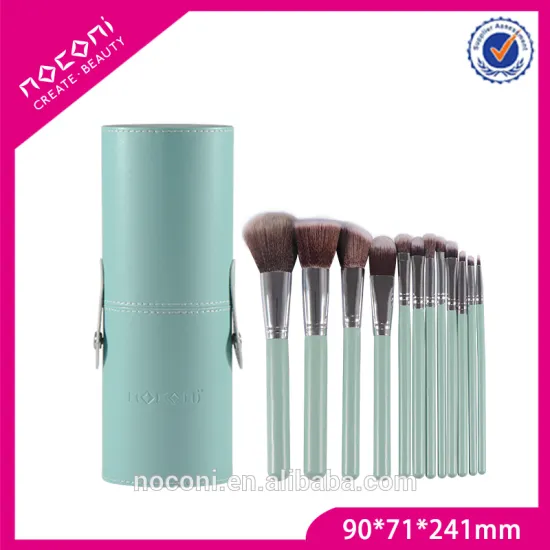 From China Brush Factory 12pcs wooden Handle mermaid brush kit with cylinder brush holder