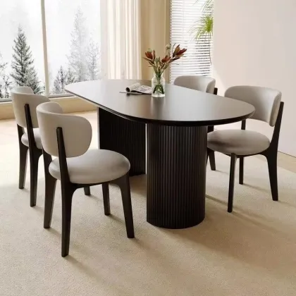 Leather Seating Dining Chair with Wooden Frame