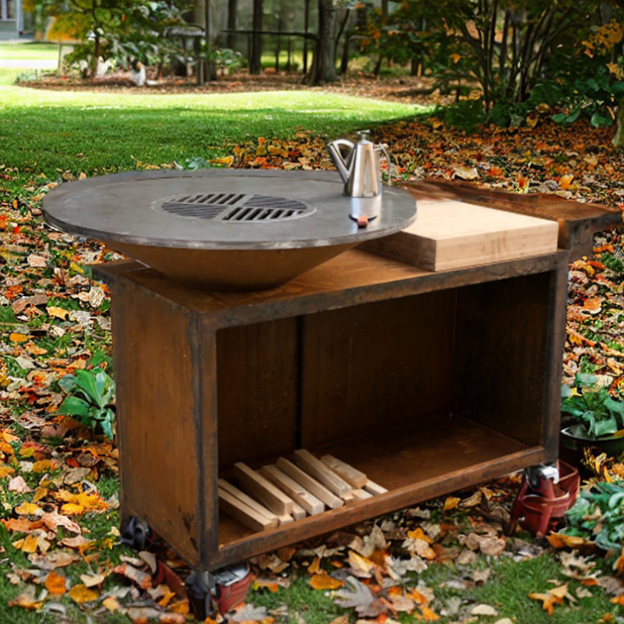 Outdoor Cooking BBQ Corten Steel Fire Pit Grill