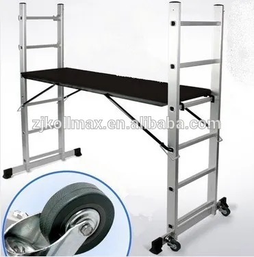 Multipurpose Aluminium Scaffolding Scaffold Extendable Ladder +Wheels