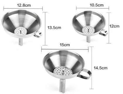 Stainless steel funnel with removable strainer funnel
