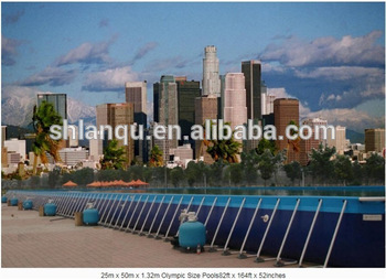 Outdoor portable PVC above ground rectangular metal frame pool