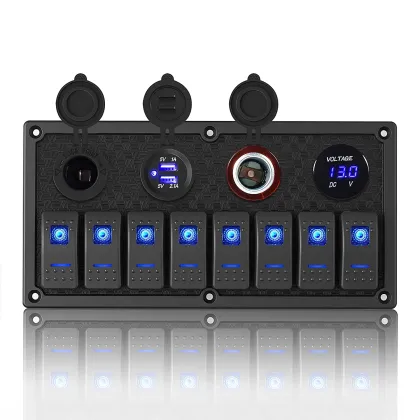 Marine Switch Panel,8 Gang Waterproof Rocker Switch Panel