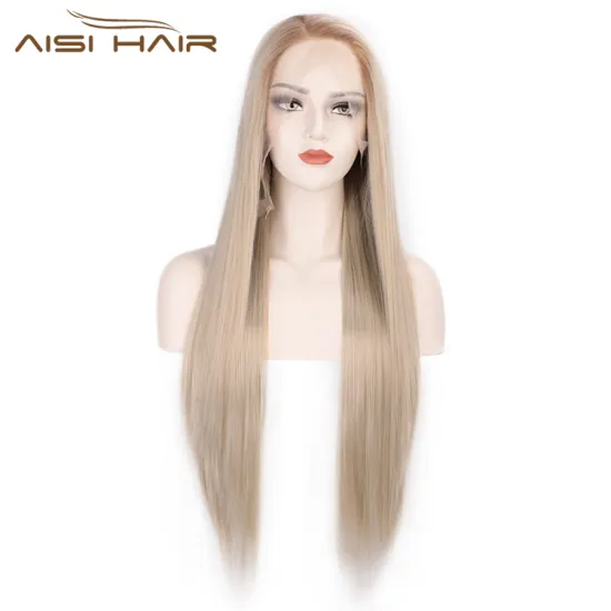 Blonde Lace Front Wigs Heat Resistant Long Silky Straight Synthetic Fiber Wigs For Black White Women Cosplay Party