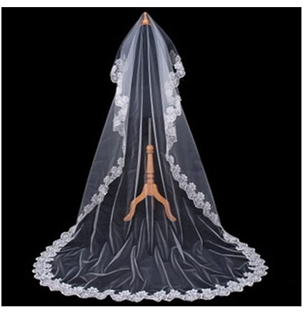Longer 1.75 M Lace Bridal Veils V002