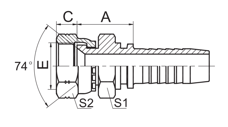 Jic Female 74 Cone Seat Double Hexagon 26711d Drawing