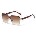 Óculos de sol quadrados de uma peça de uma peça Trendência Retro Gradiente Metal Metal Sunglasses