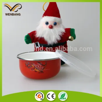 christmax series 10 cm red colour enamel coating soup bowl