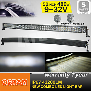 New Desgin 9-32V, IP67, 50" 480W Curved LED Light Bar Combo Beam for off Road
