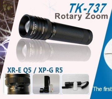 Rotary Zoom LED Flashlight Torch, Tank007 LED Flashlight