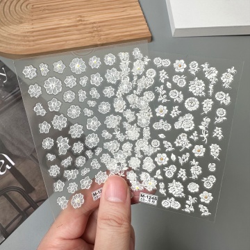 Factory Direct 5D White Flower Nail Art Stickers
