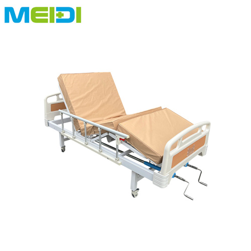 Professional Medical Device 2-Crank Manual Hospital Bed with Two Functions