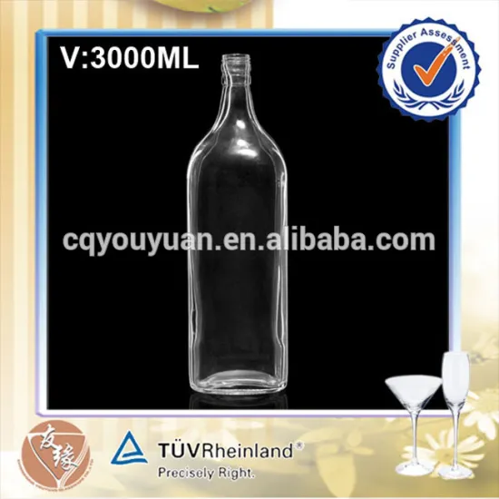 Transparent 3 Litre Vodka Glass Bottle 3L Glass Bottle For Brandy