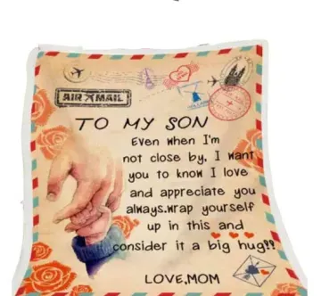 Amazon Hot Sell High Quality Envelope letter throw blanket To My Daughter Letter Printed flannel Fleece Air Mail love Blankets