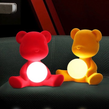 Nordic Modern Teddy Bear Flocking Lighting Fixture for Nursery Bedrooms