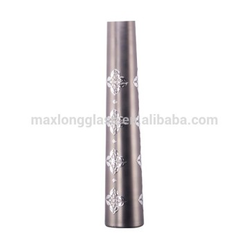 Cylinder shape tall silver vases with silver pattern 450mm.