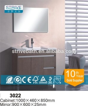 1000mm Melamine bathroom vanity unit with ceramic basin