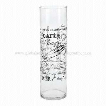 40cm height black decal clear glass vase