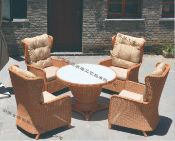 Bamboo woven outdoor dining table and chairs