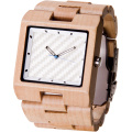 Montre en bois de quartz carré masculin