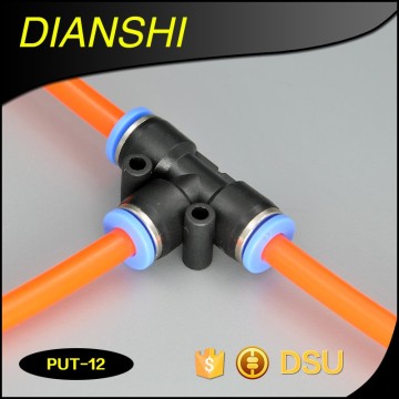 Push In Fittings Equal Tee Hose Connector Hydraulic Fitting 3 Way pipe Fitting