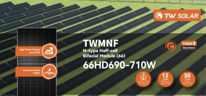 Tongwei TW Bifacial Solar Modules TWMHF-66HD 695W-715W Double Glass PV Panels
