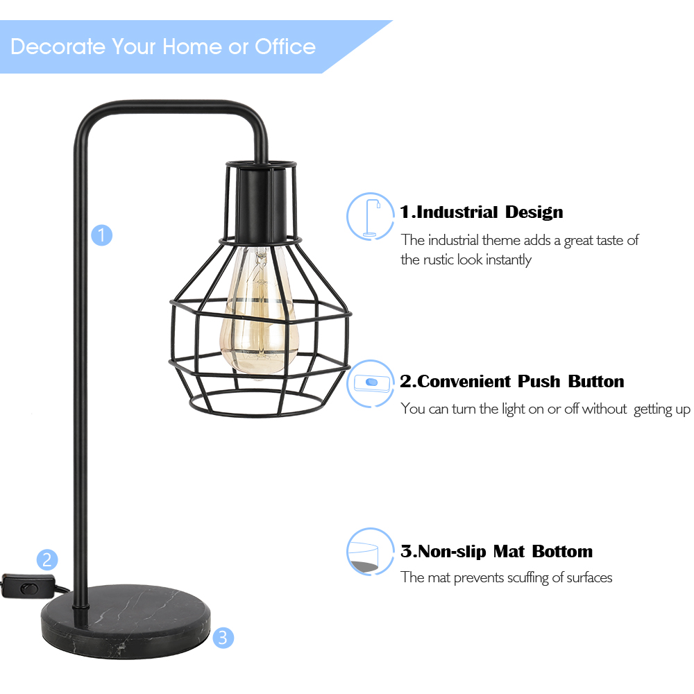 Nightstand Lamps With Black Metal Cage