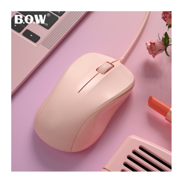 Portable Ergonomic BOW Anti-Slip Mini Wired Mouse - Green, Pink, White