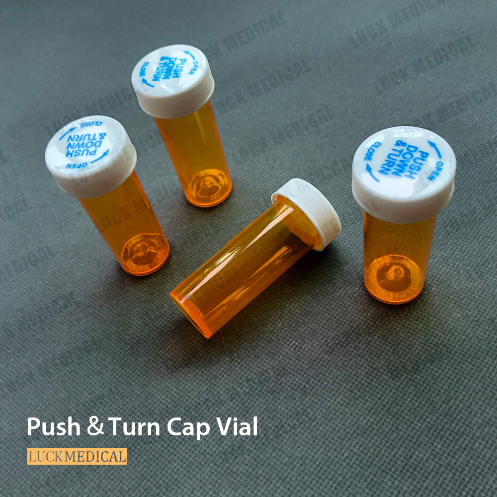 Crianças resistentes Push &amp; Turn Cap Vial