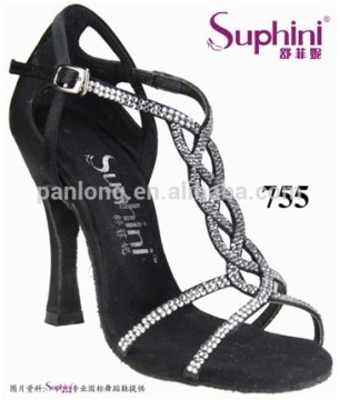 Black Classic Rhinestone Ballroom Salsa Latin Dance Shoe 755