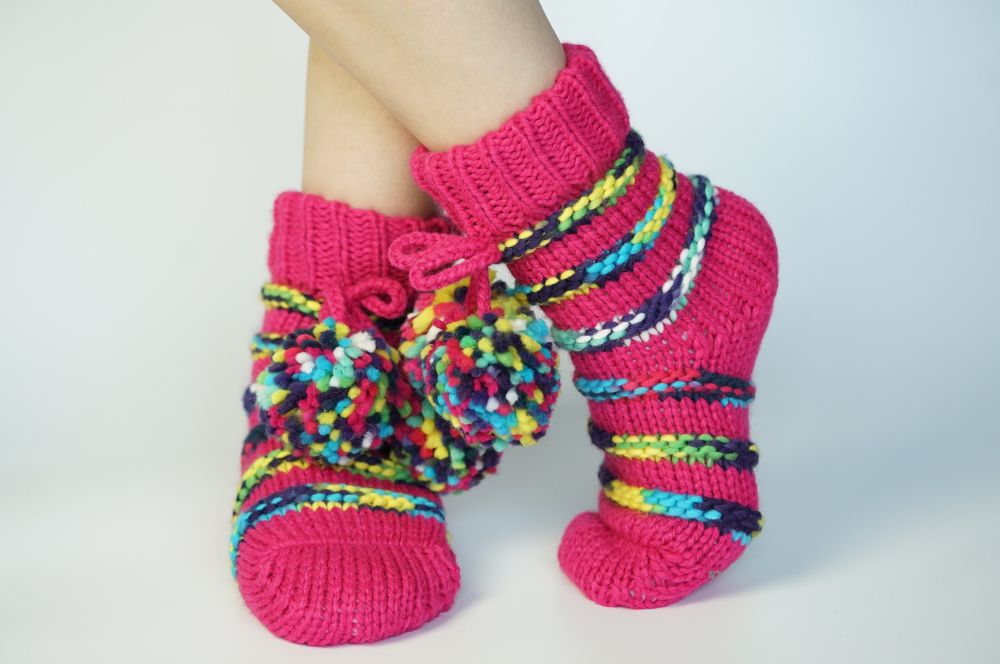 Non Slip Knit Warm Sweater Slipper Socks Women