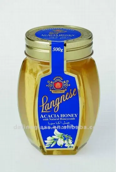 hot sale custom-made 500ml glass honey bottle glass honey packaging jars