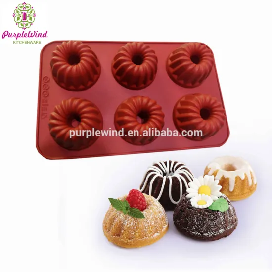 6 cavity mini bundt savarin silicone cake baking mould