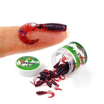 Mini Root Fishing Soft Bait Roll Tail Lure 30mm/0.4g - 30/bottle Soft Insect Fake Bait for Freshwater and Sea Fishing