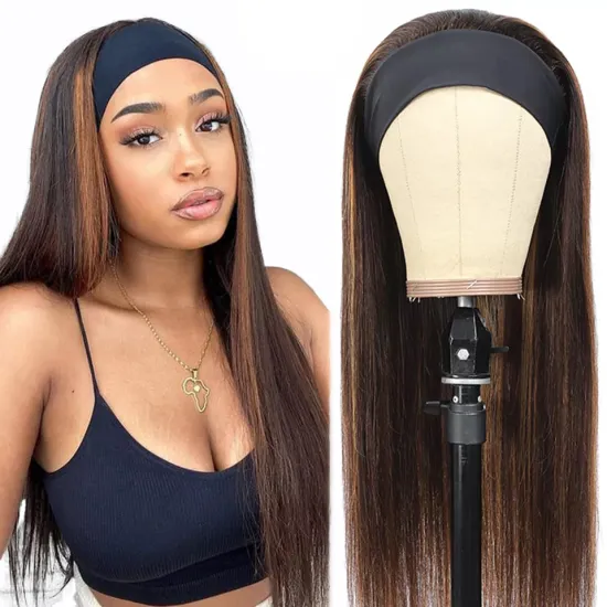 highlight color piano P4/27 headband wig silky Cuticle Aligned Brazilian Human Hair wig for black woman