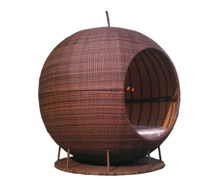 Outdoor Rattan Tanning Bed with Awning Furniture