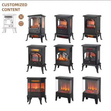 Electric Fireplace Stove Heater with Fire Flame Effect Adjustable Thermostat Freestanding Portable Electric Fireplace Stove