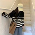 Sweaters flojos de mujeres Manga larga Repleta de cuello alto