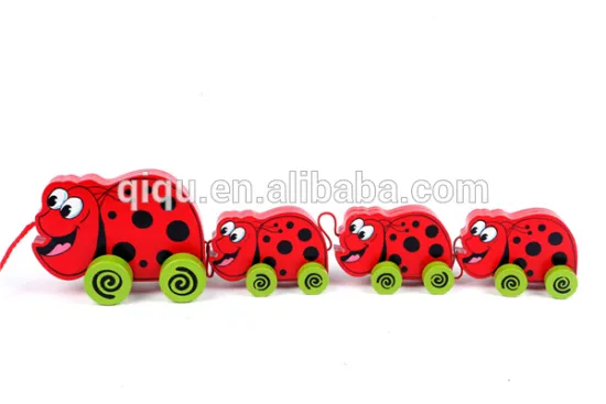 2015 New Item Animal Design Wooden Pulling Factory Toys Mini Car For Kids