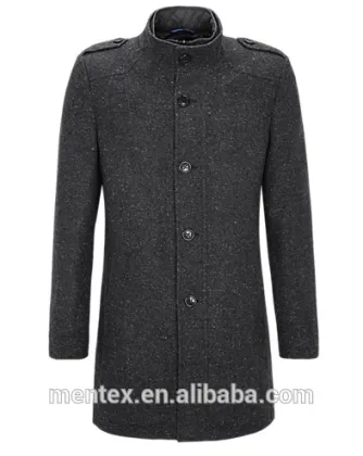 Tweed coat with a stand-up collar