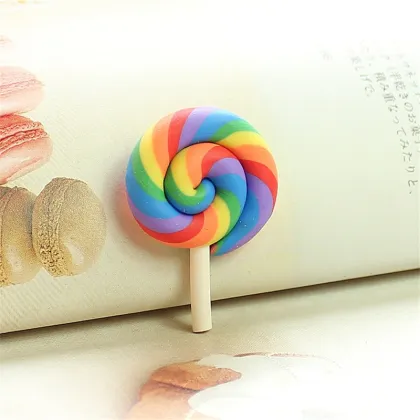 5Pcs New Clay Rainbow Candy Lollipop for Clay Pretend Play Toy Phone Decoration Crafts Making DIY