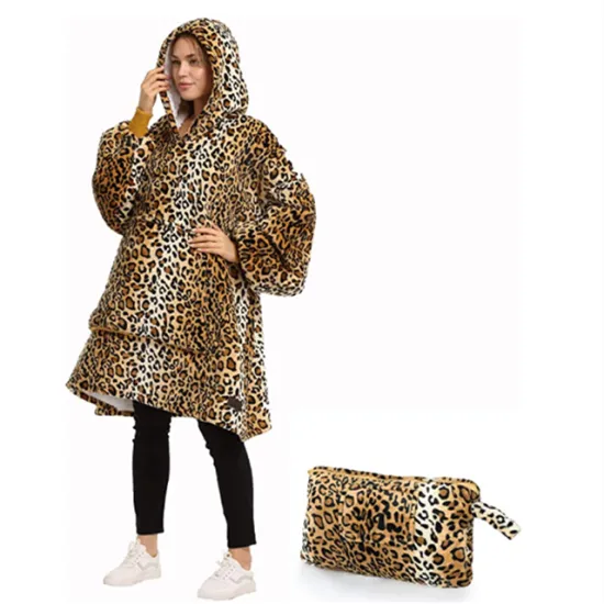 Winter sherpa throw comfy hoodie swaddle wholesale throw oversized hooded flannel sweatshirt blanket comfy