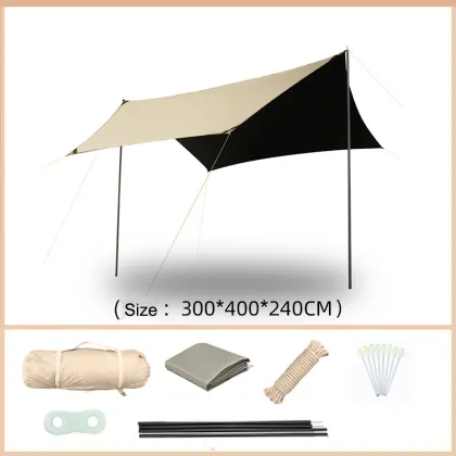 Hexagonal Black Glue Sunscreen and Rainproof Canopy Tent for Outdoor Camping