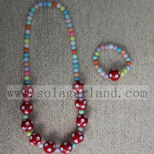20MM Round Chunky Polka Dot Bead Necklace For Baby Girls