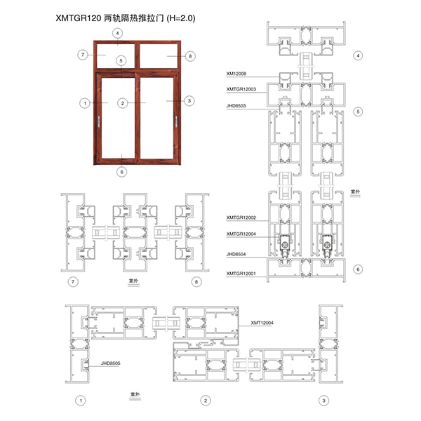 Aluminum XMTGR120-190 Insulated Sliding Doors Assembly Structure