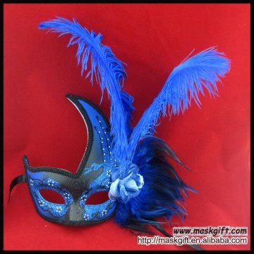 Wholesale Black and royal black Halloween feather mask