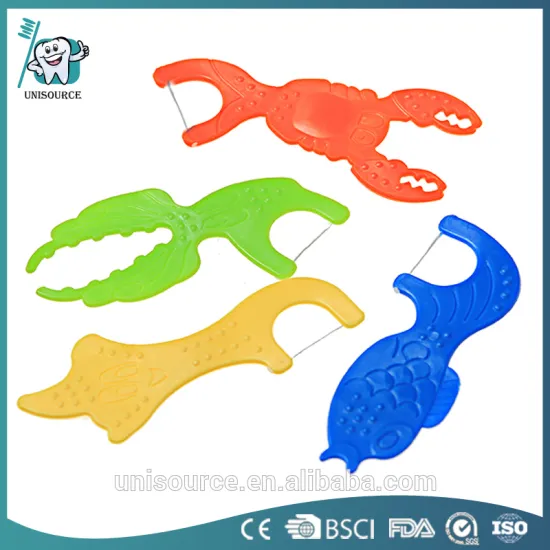 Plastic FDA approved single use safety animal shape colorful flosser